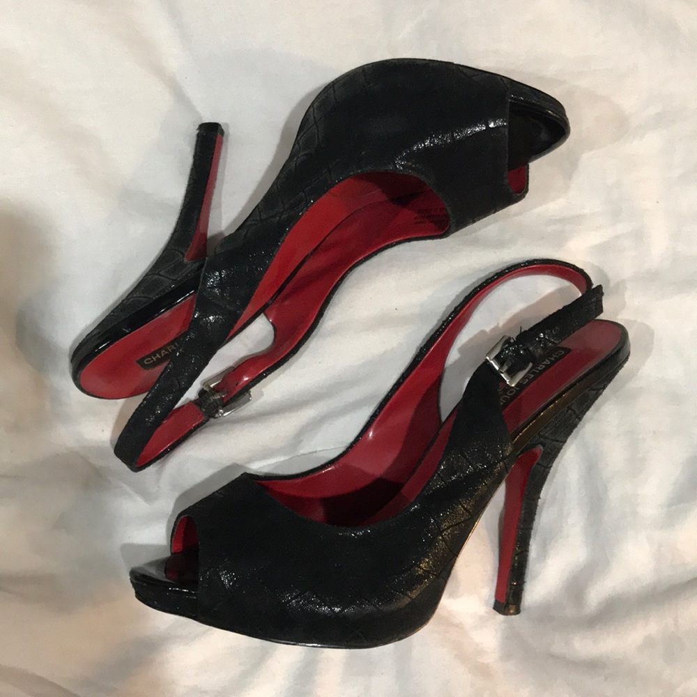 Black open toed heels